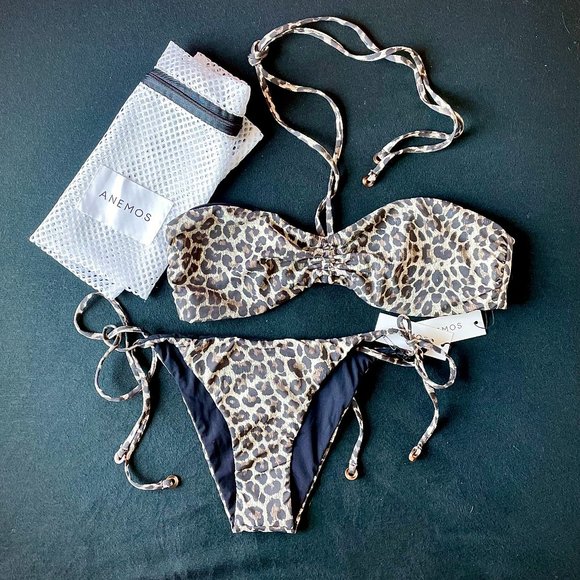 Anemos Bikini – Sweetheart Halter Top and String Tie Bottom - Leopard - Picture 5 of 6